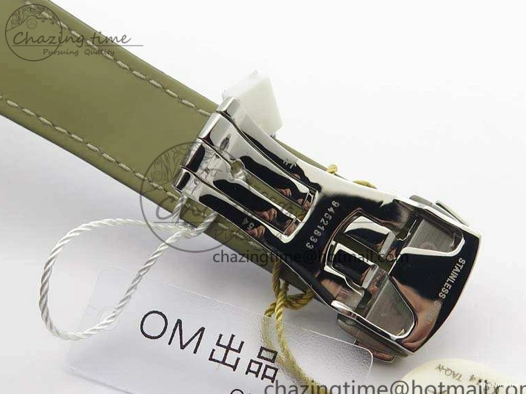 0308 MoistureWicking De Ville Chronograph SS OMF 1:1 Best Edition Blue Dial On Blue Leather Strap A 8110